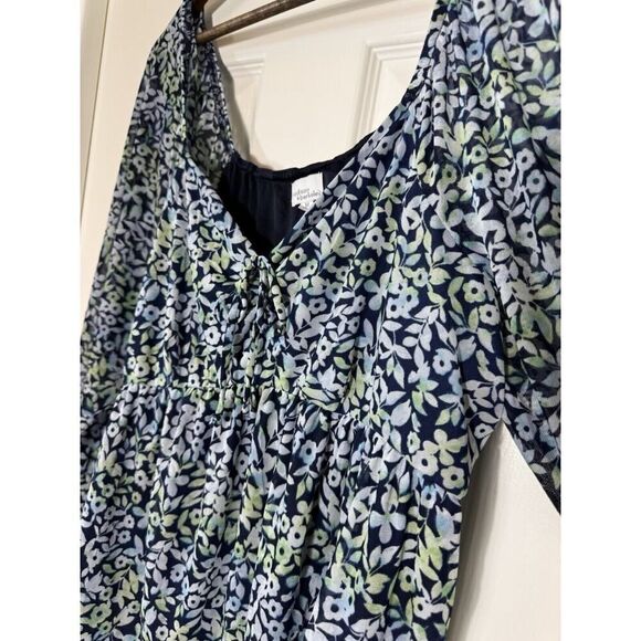 Madison & Berkeley Floral Baby Doll Top Empire Waist Ruched Tie Fairy M Bloom - Picture 2 of 7